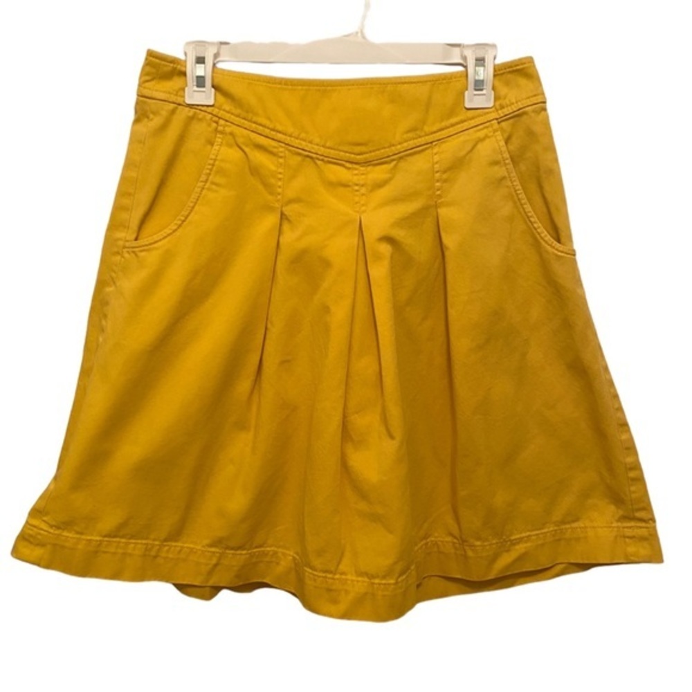 J. Crew Yellow Chino Cotton Pleated Skirt‎ Size 4